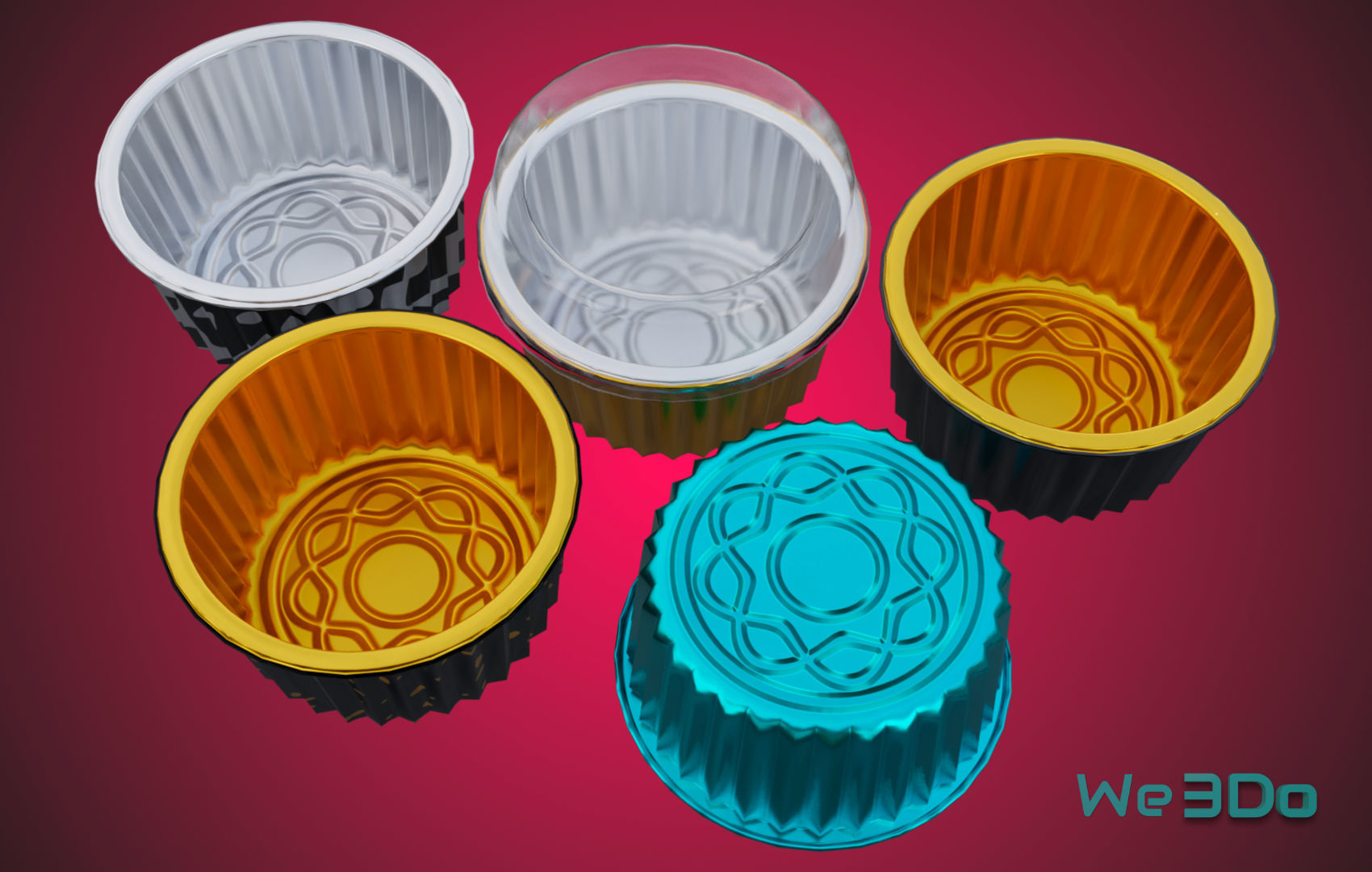 Gold Aluminum Food Container Low-poly 3D model_7