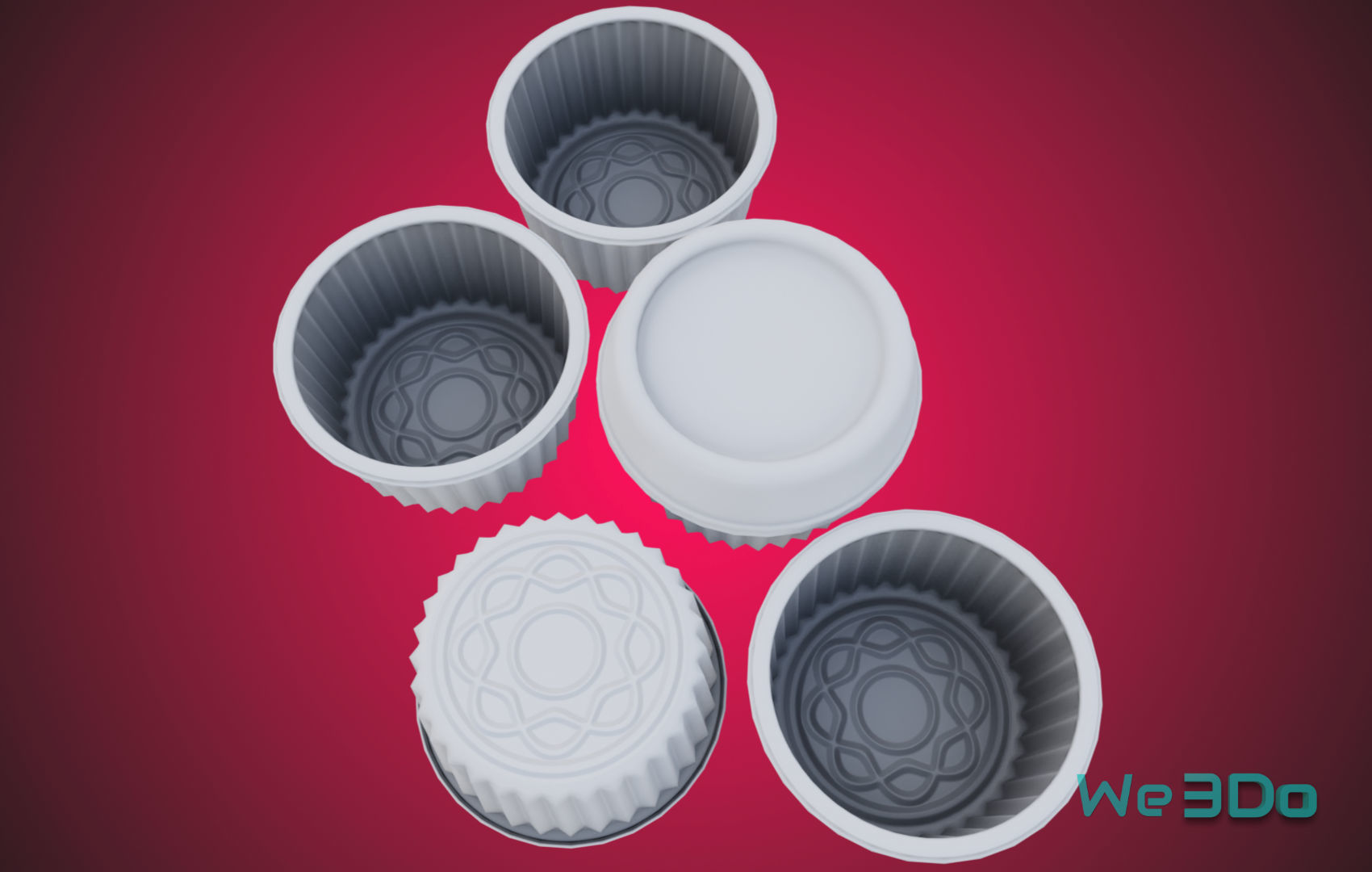 Gold Aluminum Food Container Low-poly 3D model_11