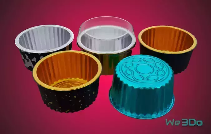 Gold Aluminum Food Container Low-poly 3D model