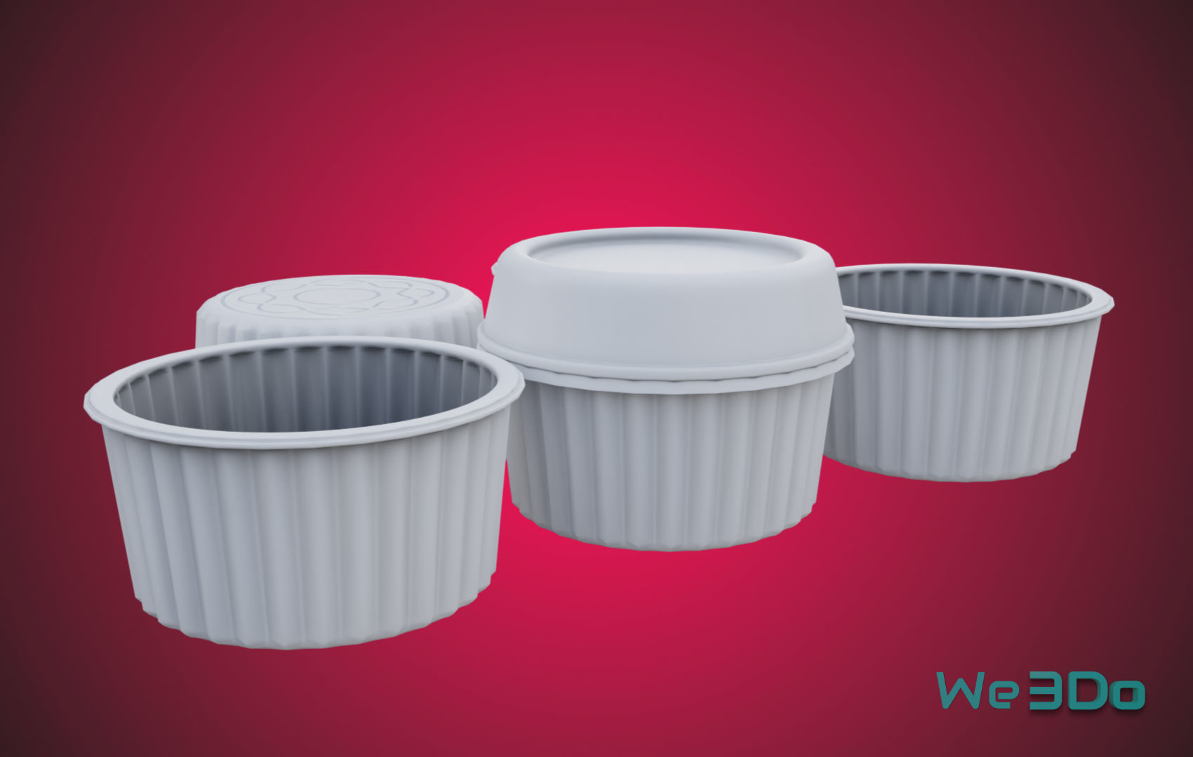 Gold Aluminum Food Container Low-poly 3D model_12