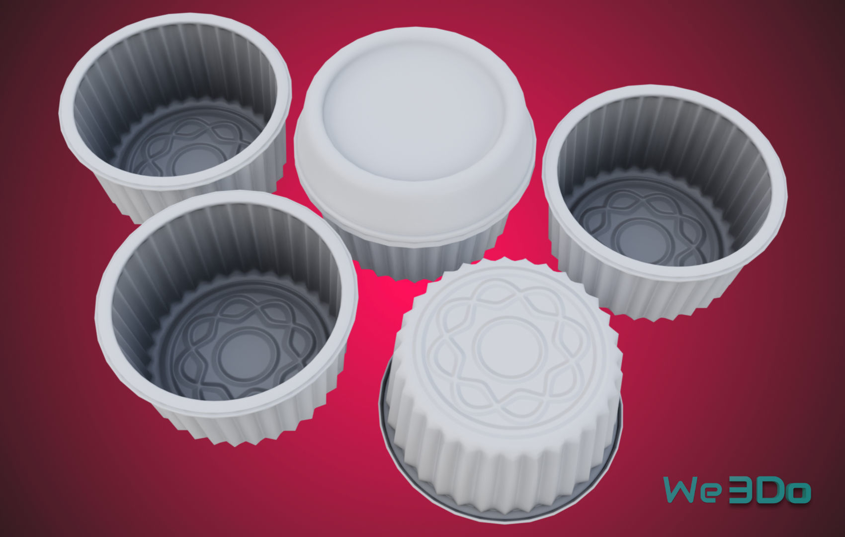 Gold Aluminum Food Container Low-poly 3D model_15