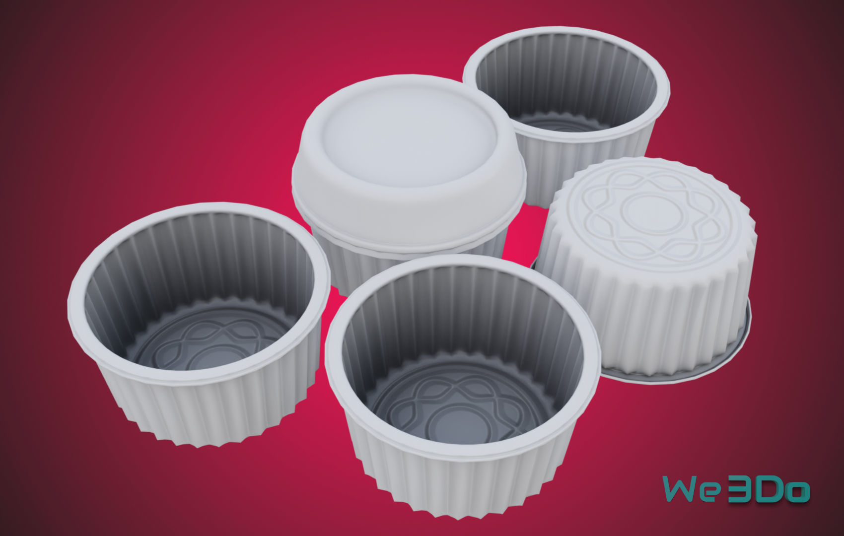 Gold Aluminum Food Container Low-poly 3D model_9