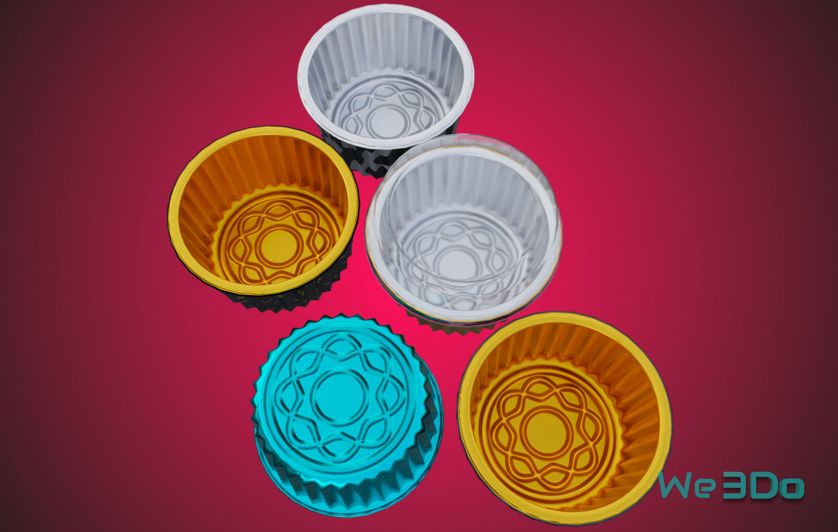 Gold Aluminum Food Container Low-poly 3D model_3