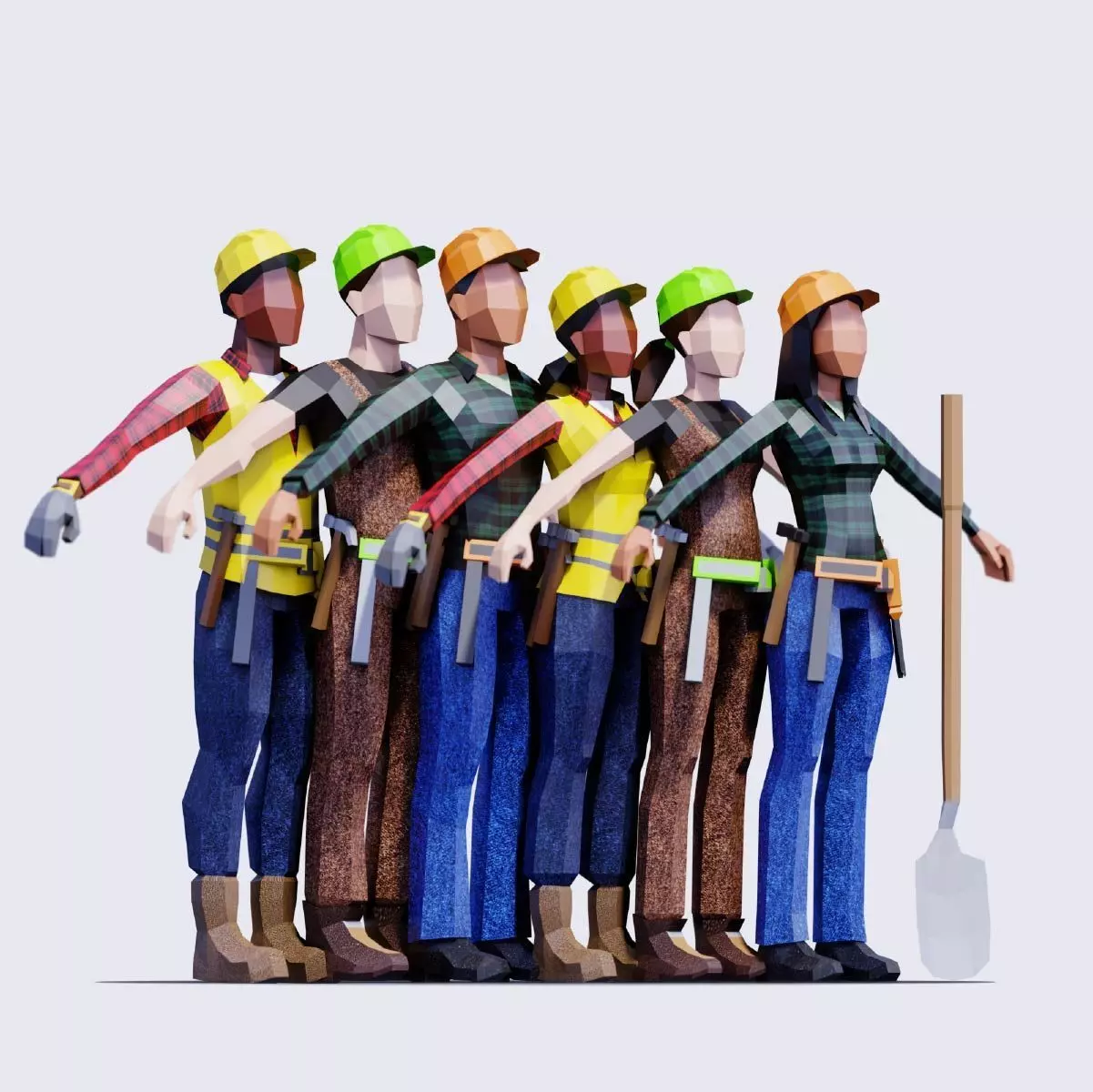 Low Poly Constructors Pack - Animated and Rigged Low-poly 3D model_0