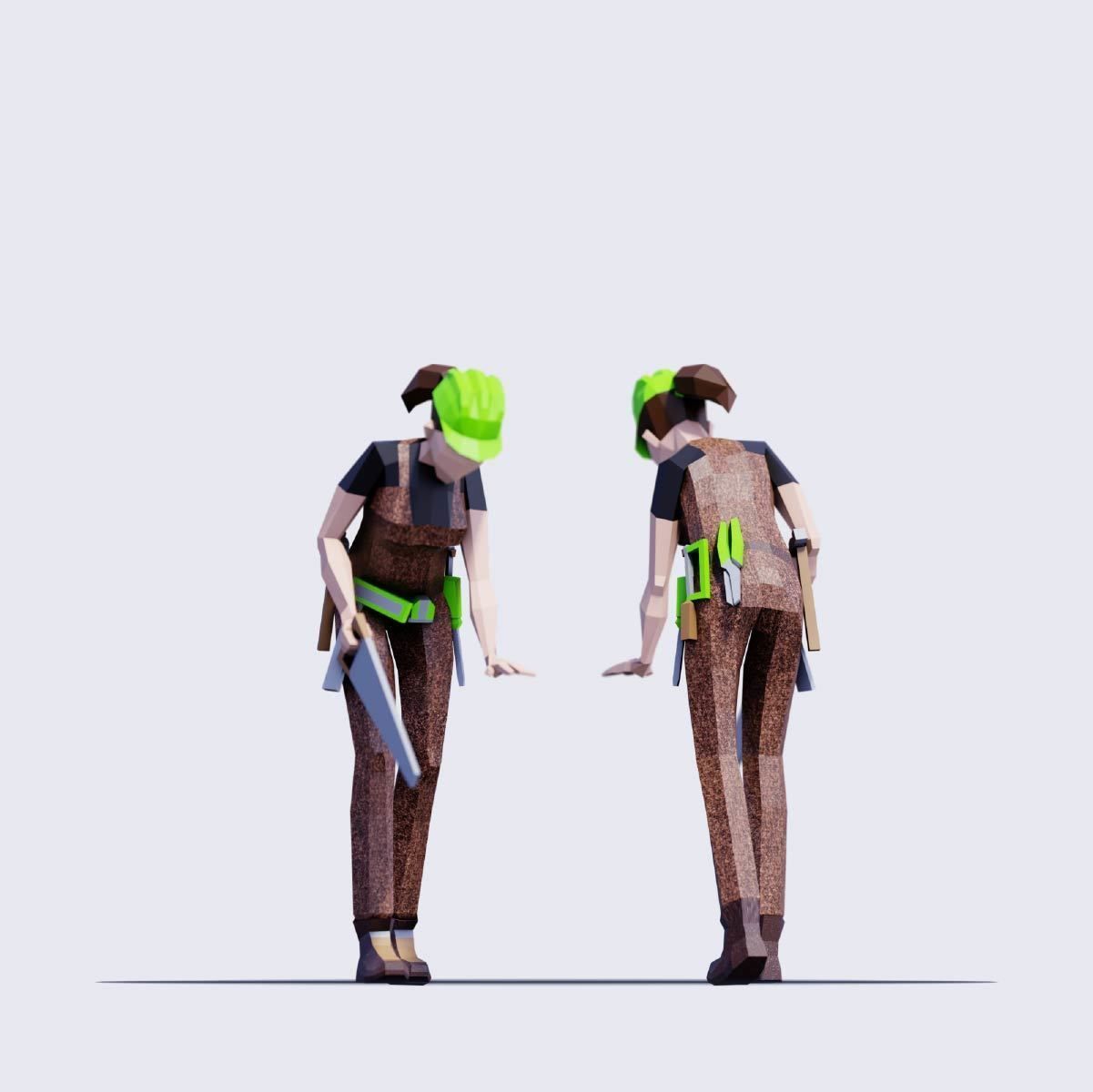 Low Poly Constructors Pack - Animated and Rigged Low-poly 3D model_3