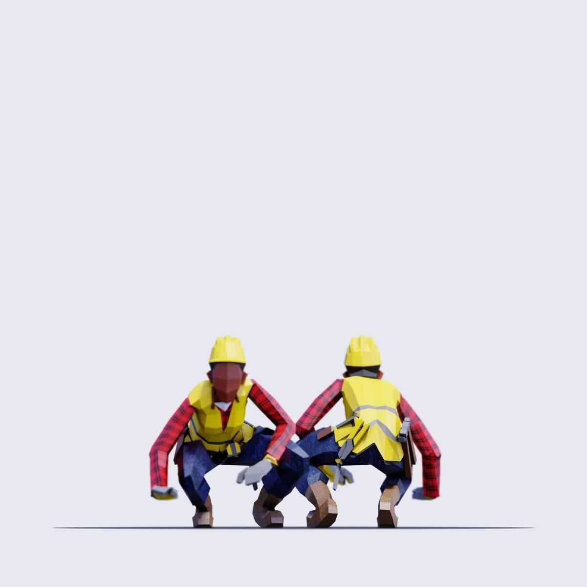 Low Poly Constructors Pack - Animated and Rigged Low-poly 3D model_4