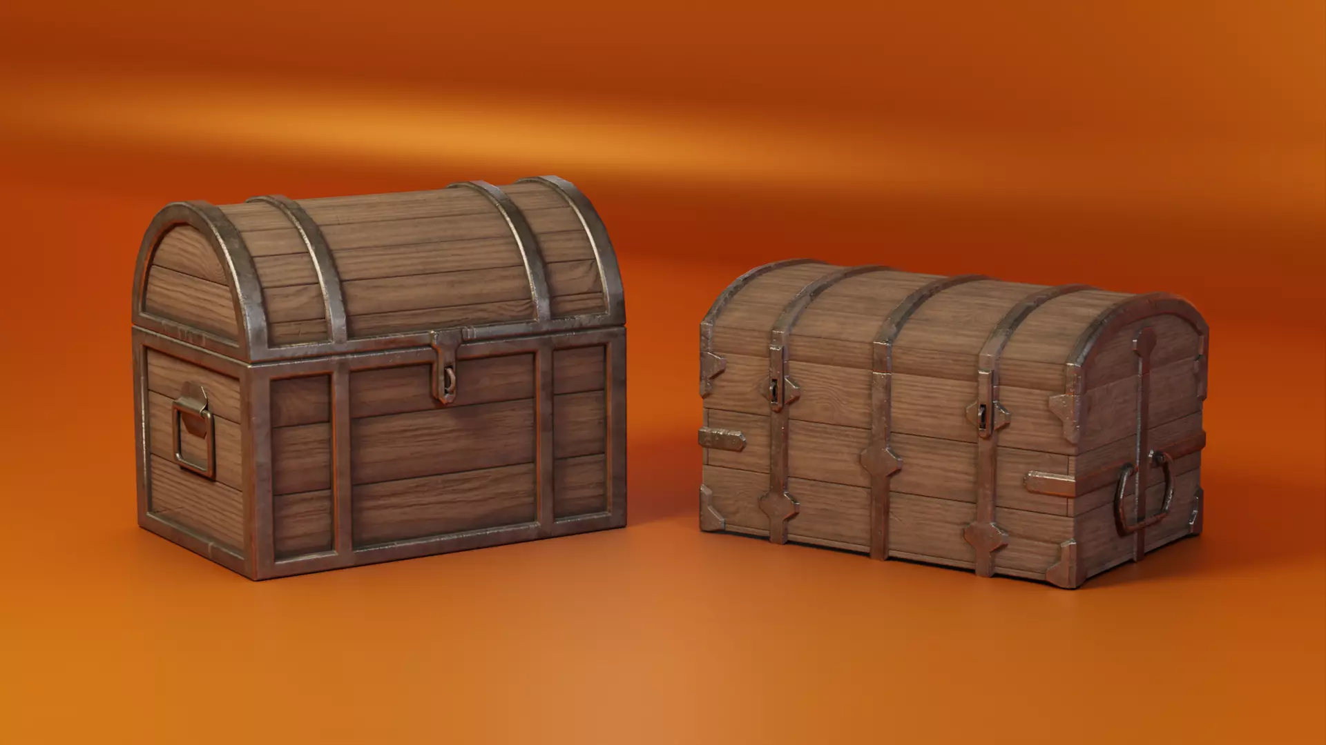 Medieval Chests Low-poly 3D model_0
