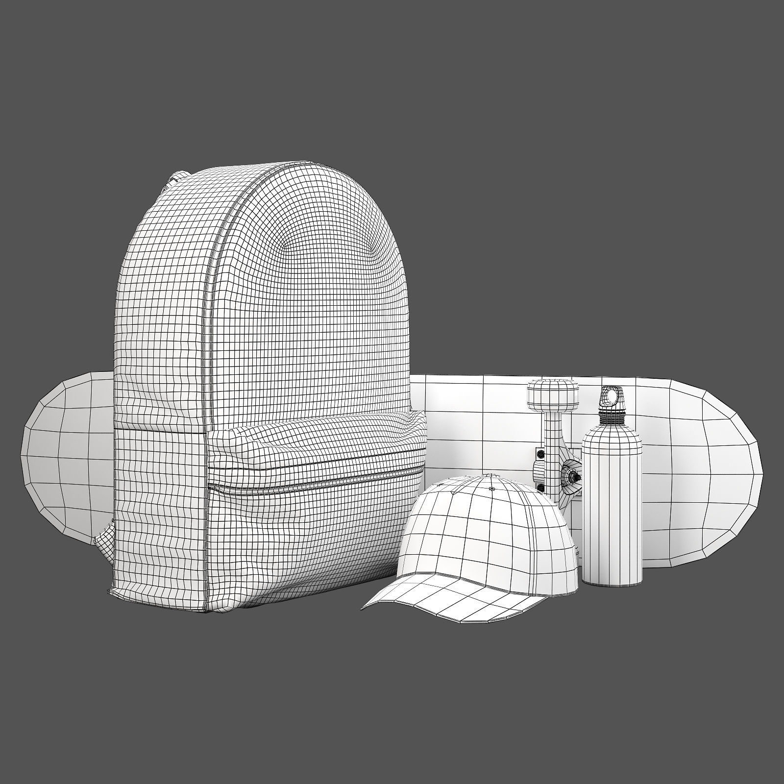 decorative set white NASA 3D model_12
