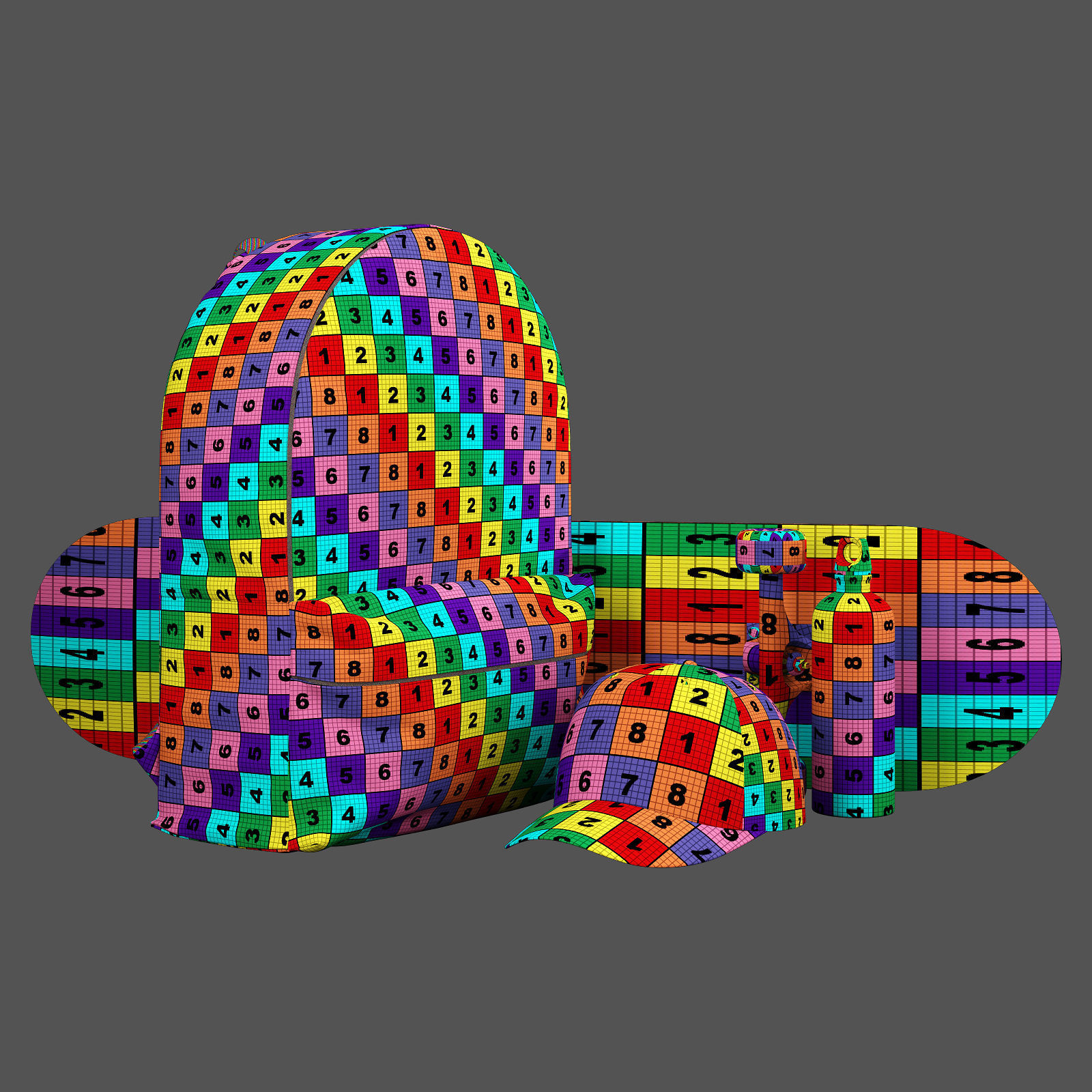 decorative set white NASA 3D model_6