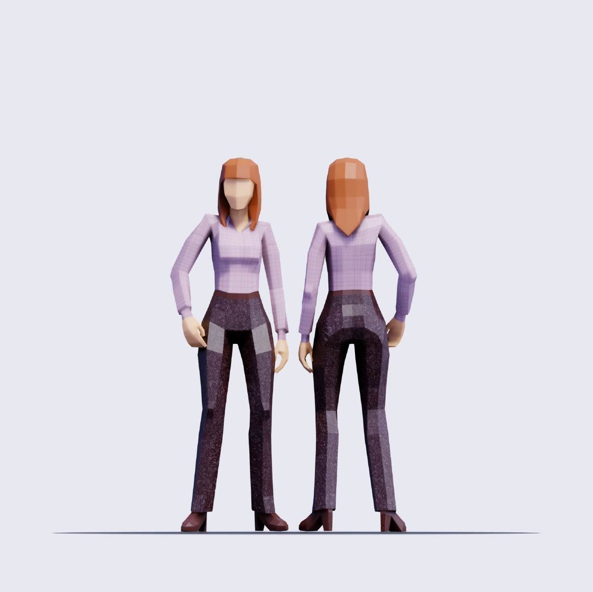 Business People - Animated and Rigged Low-poly 3D model_2