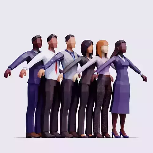 Business People - Animated and Rigged Low-poly 3D model