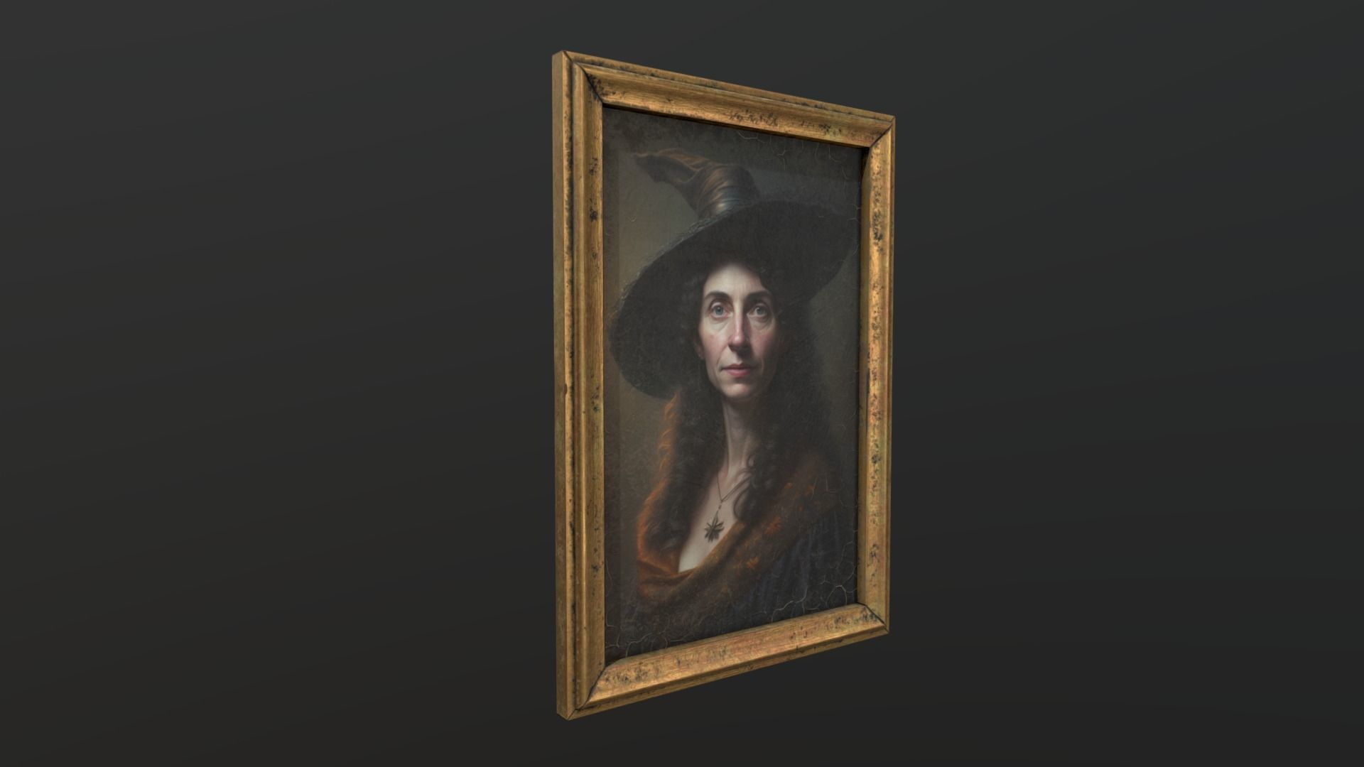 Old Portrait of Witch Free low-poly 3D model_2