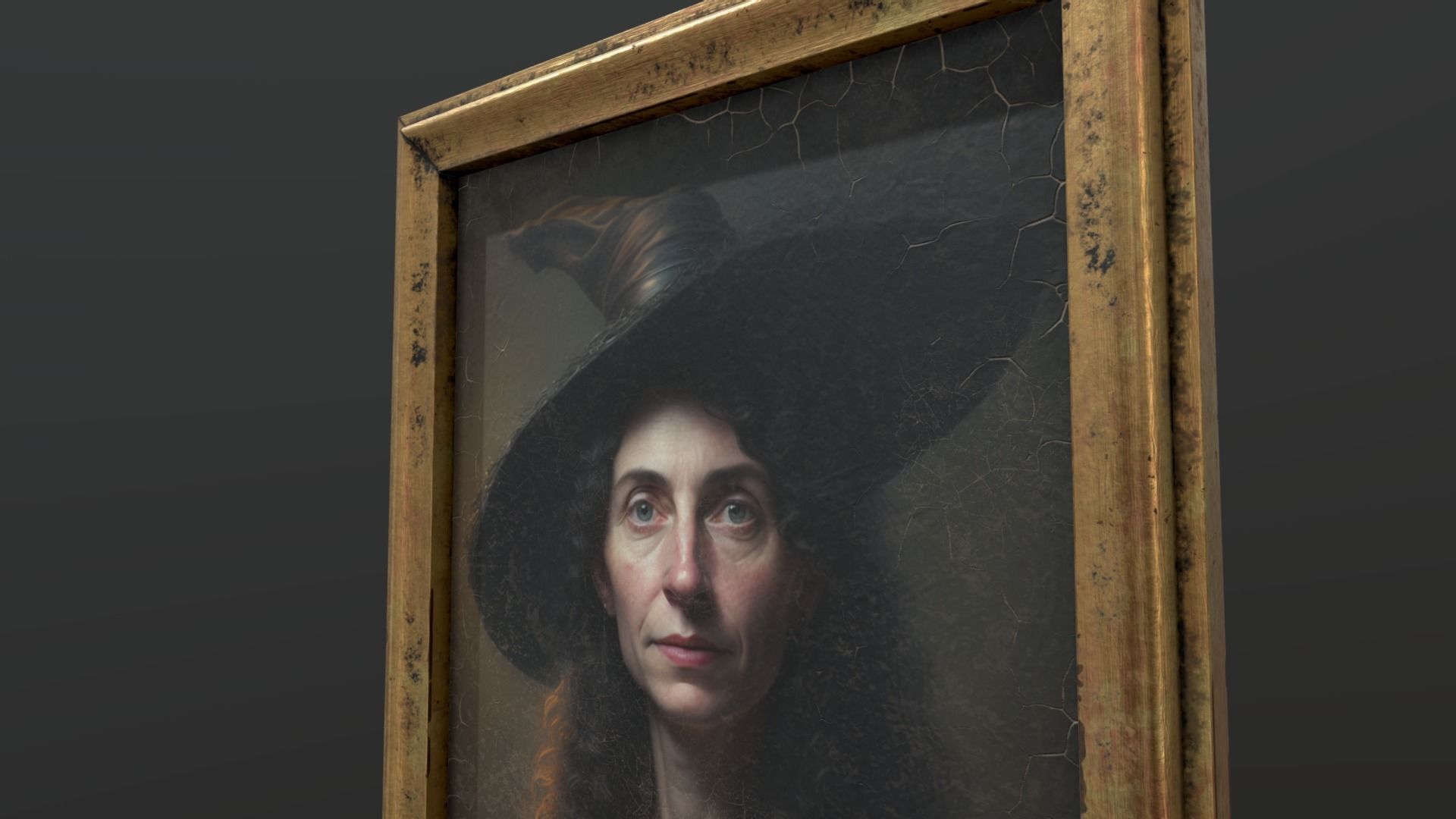Old Portrait of Witch Free low-poly 3D model_1