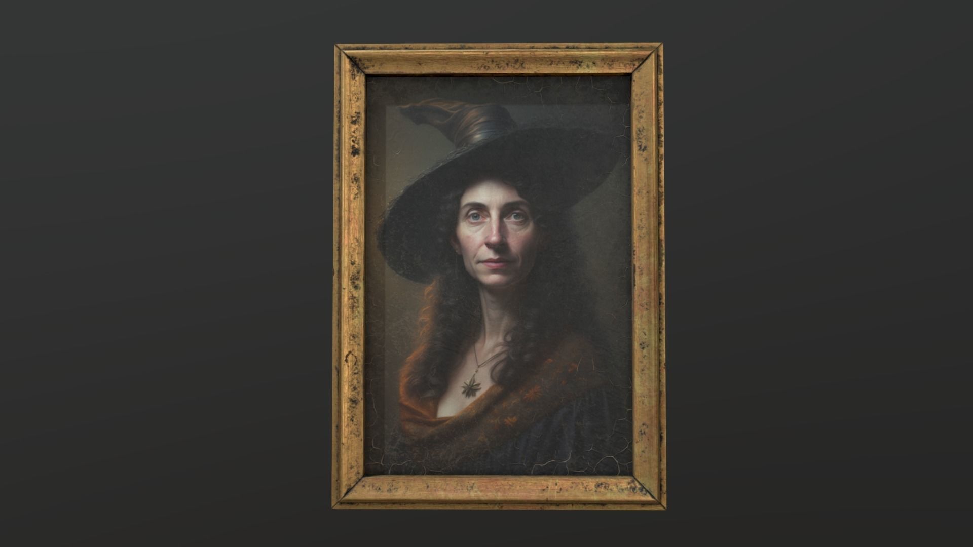 Old Portrait of Witch Free low-poly 3D model_4