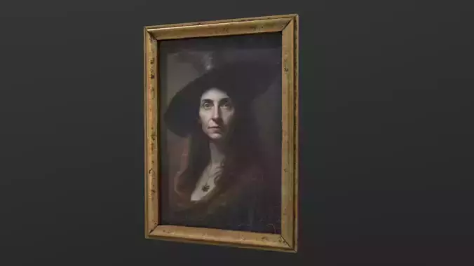Old Portrait of Witch Free low-poly 3D model