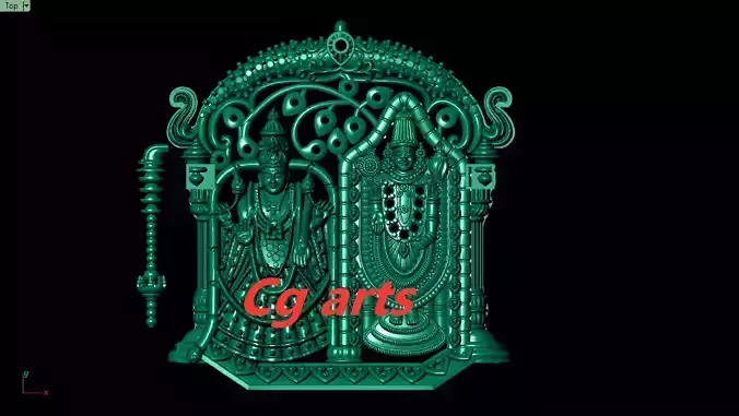 Tirupati Balaji Gold Plated Pendant 3D print model