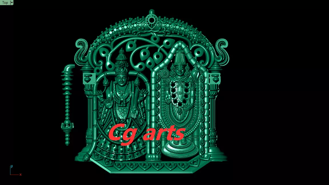 Tirupati Balaji Gold Plated Pendant 3D print model
