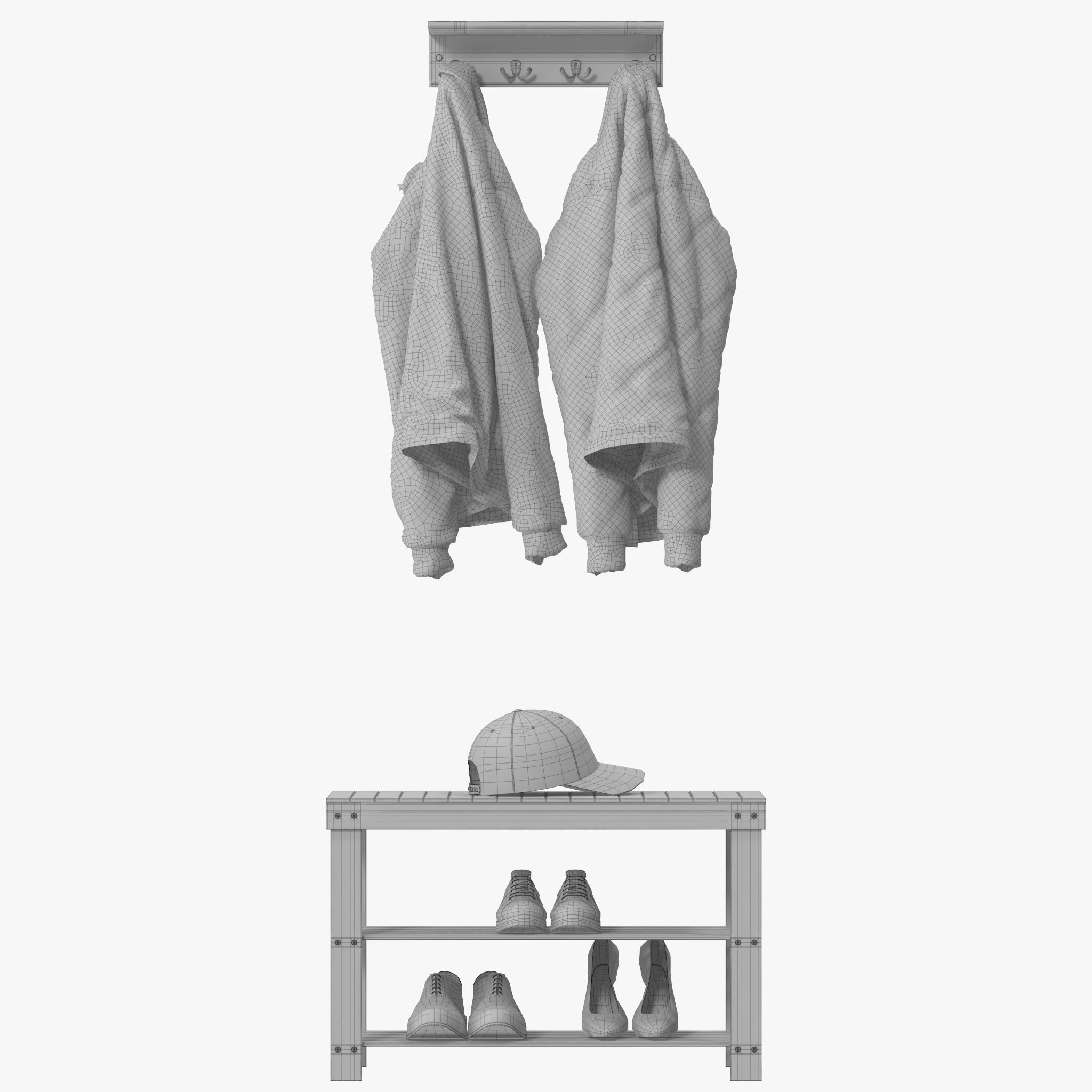 Wall Shelf with Hooks 3D model_19