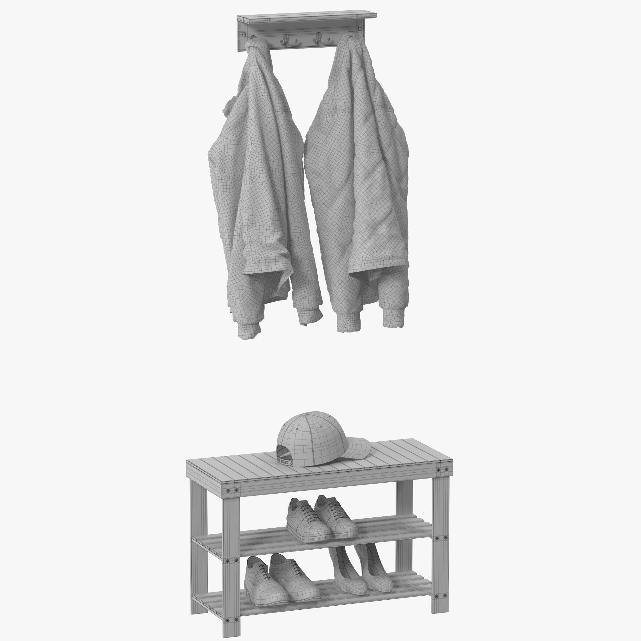 Wall Shelf with Hooks 3D model_16