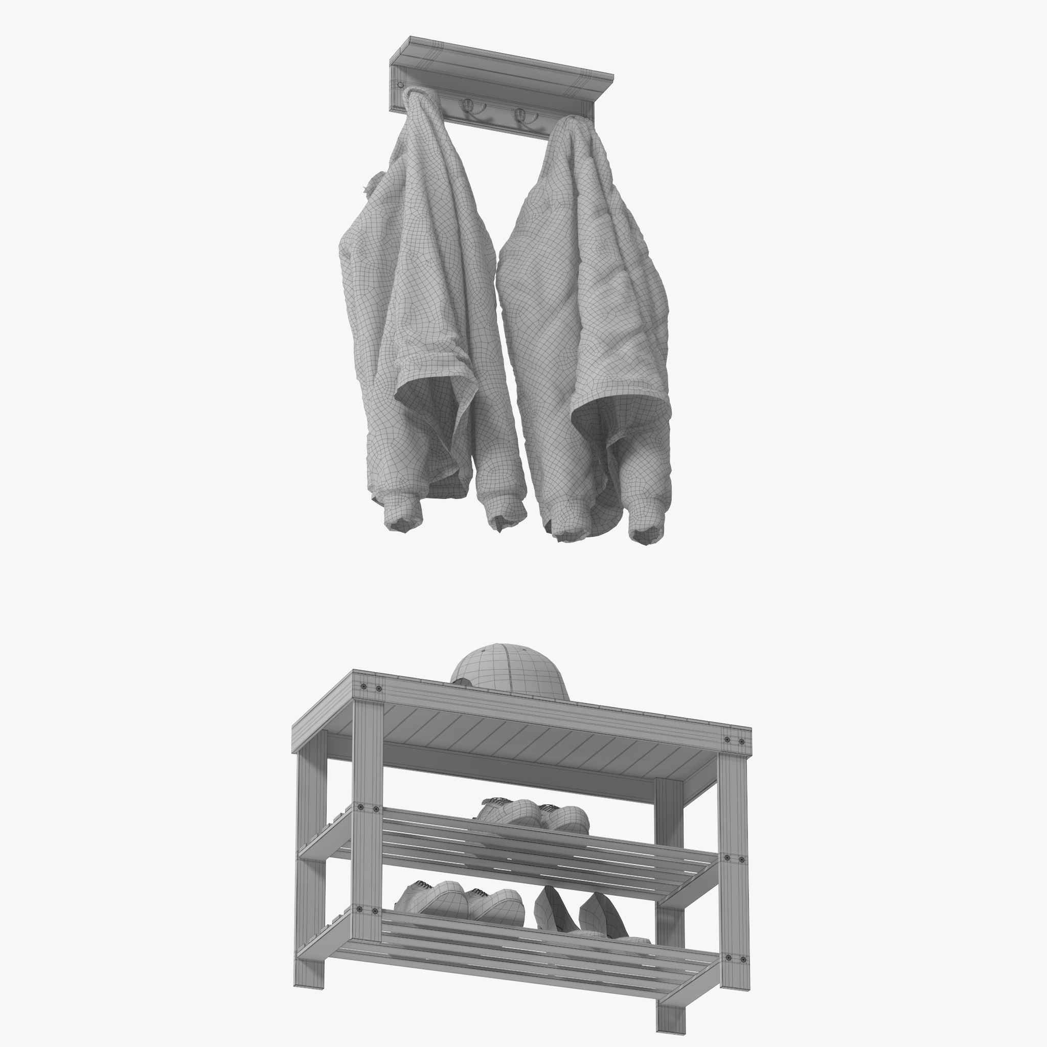 Wall Shelf with Hooks 3D model_18