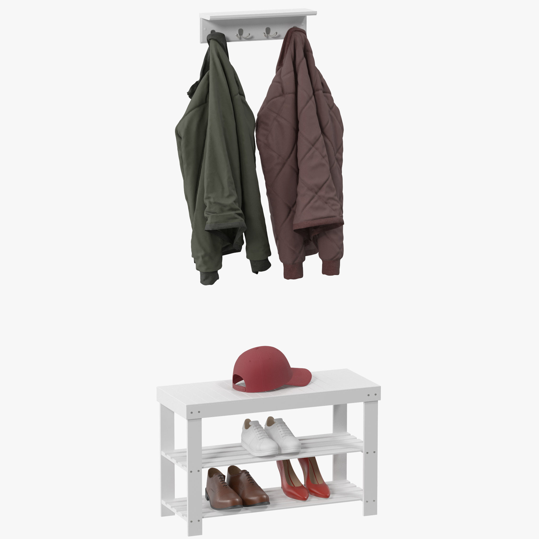 Wall Shelf with Hooks 3D model_14