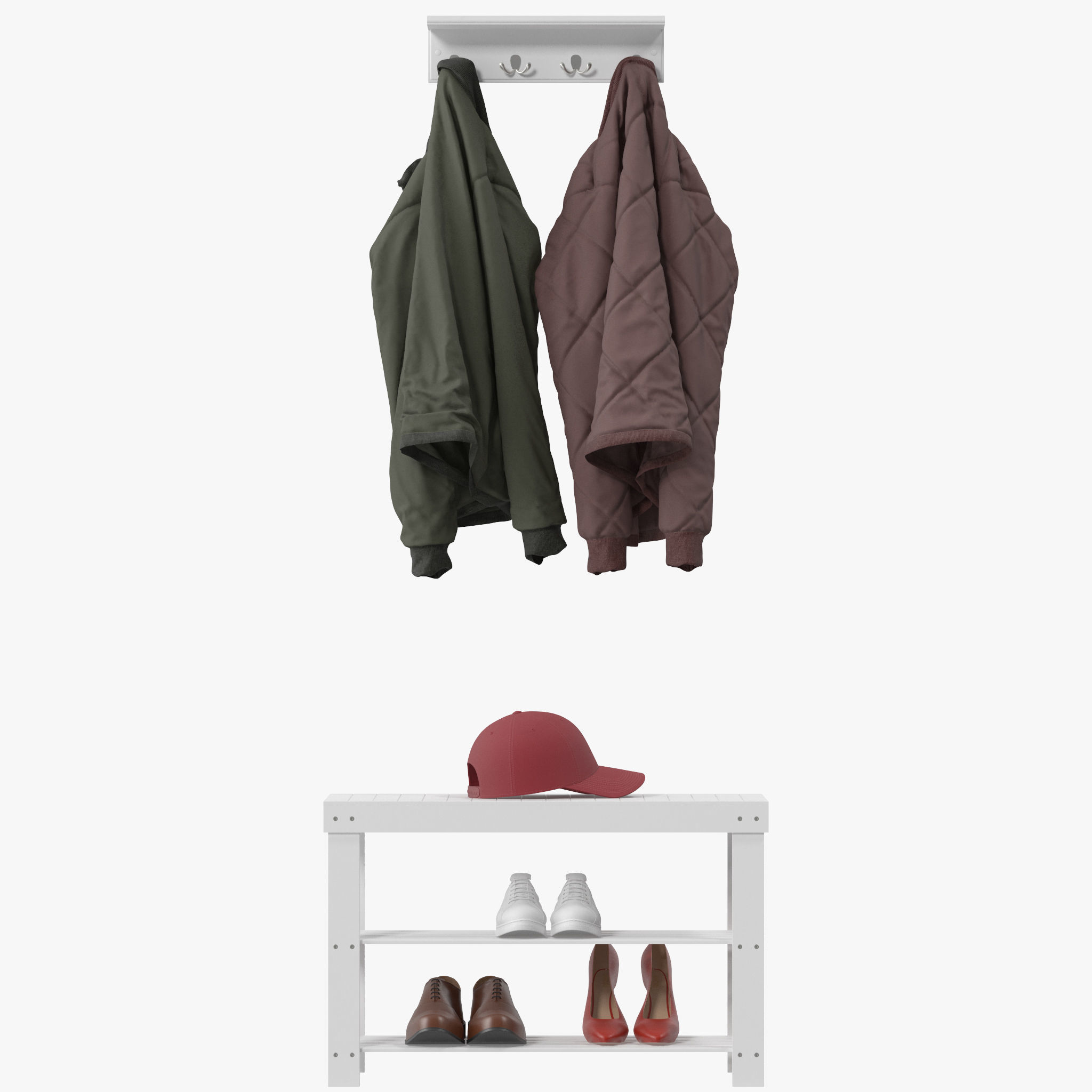 Wall Shelf with Hooks 3D model_7