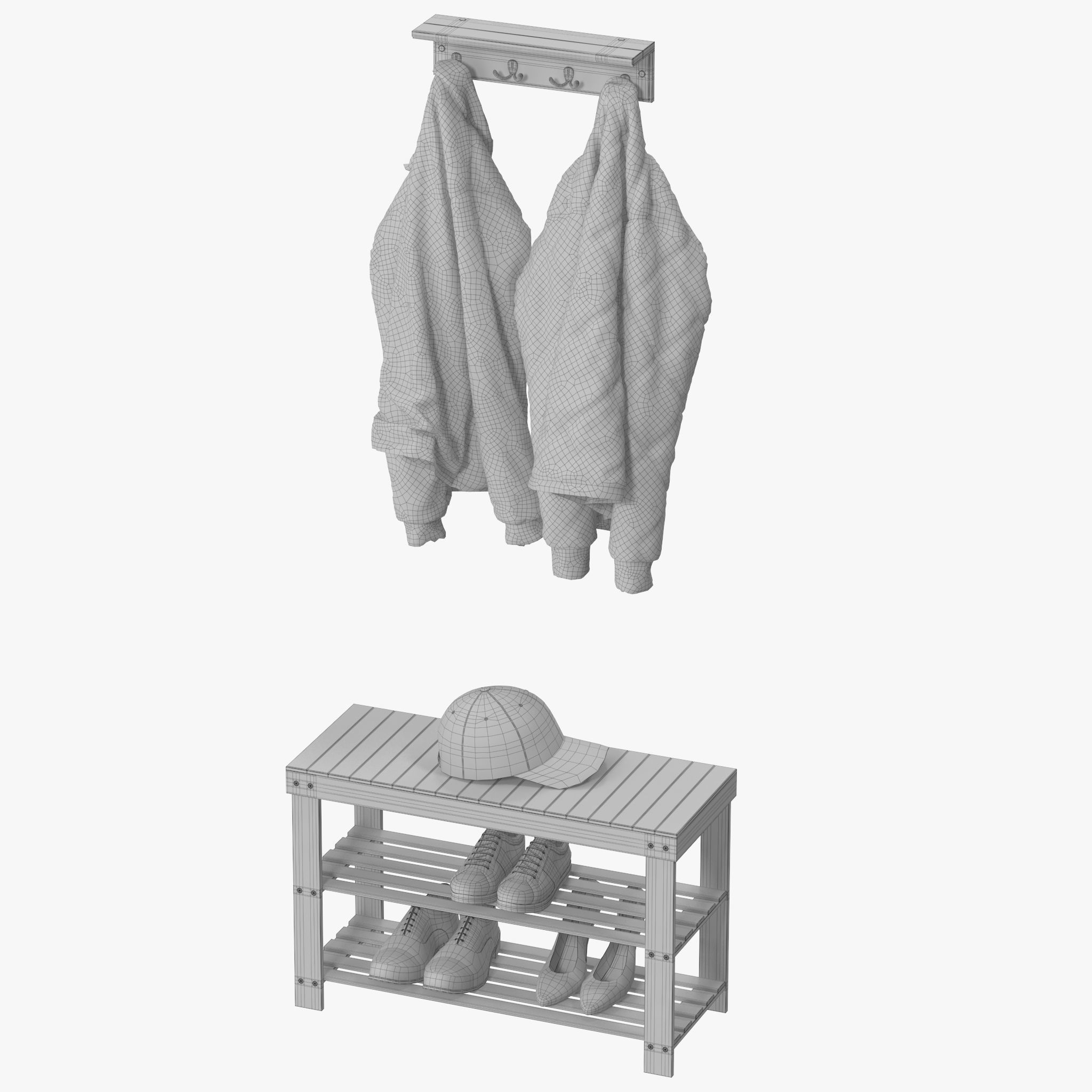 Wall Shelf with Hooks 3D model_17