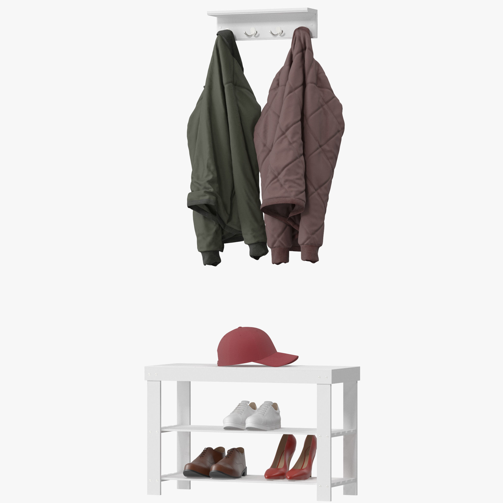 Wall Shelf with Hooks 3D model_10