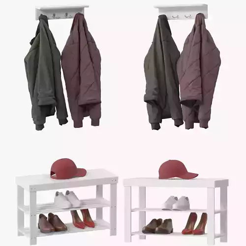 Wall Shelf with Hooks 3D model