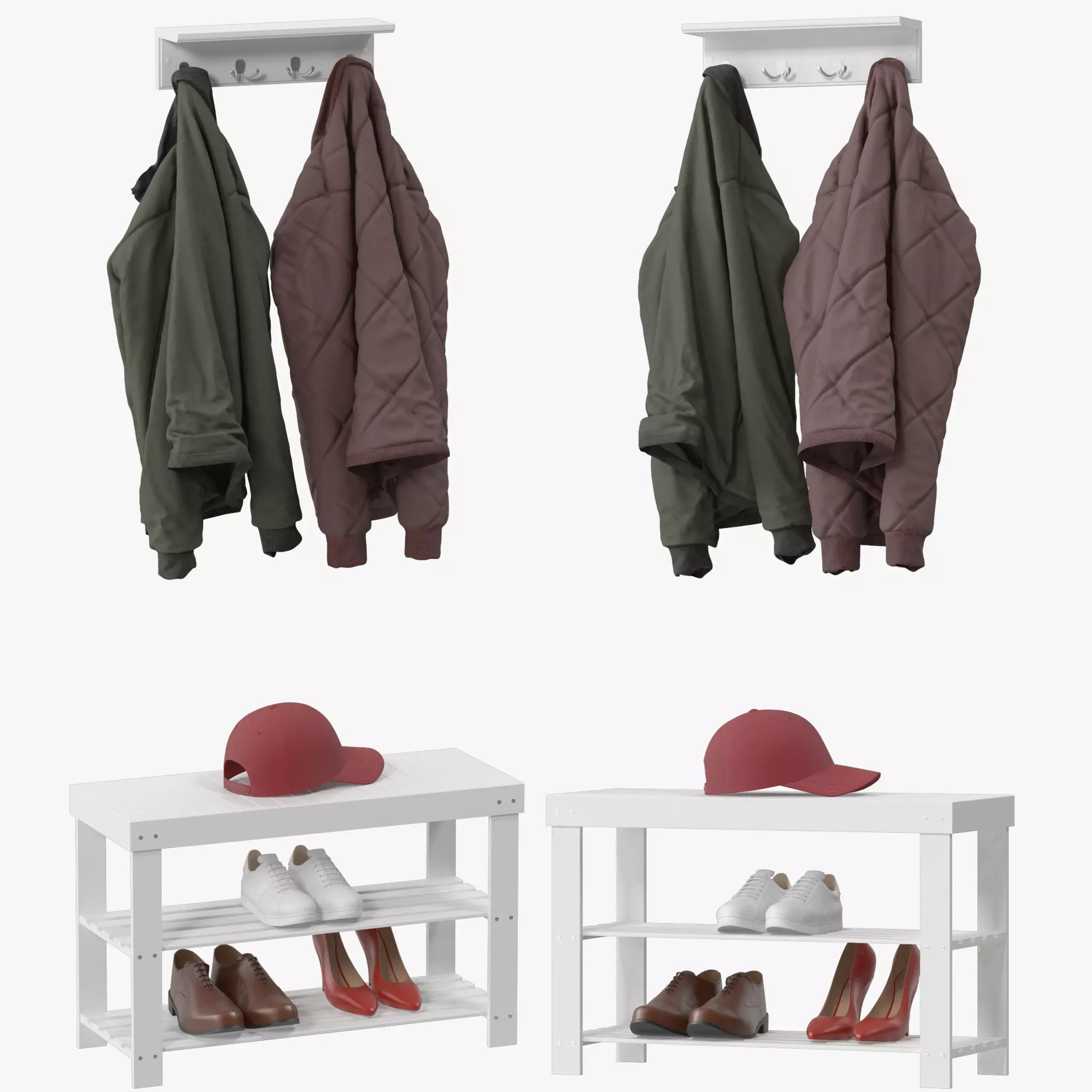 Wall Shelf with Hooks 3D model_0