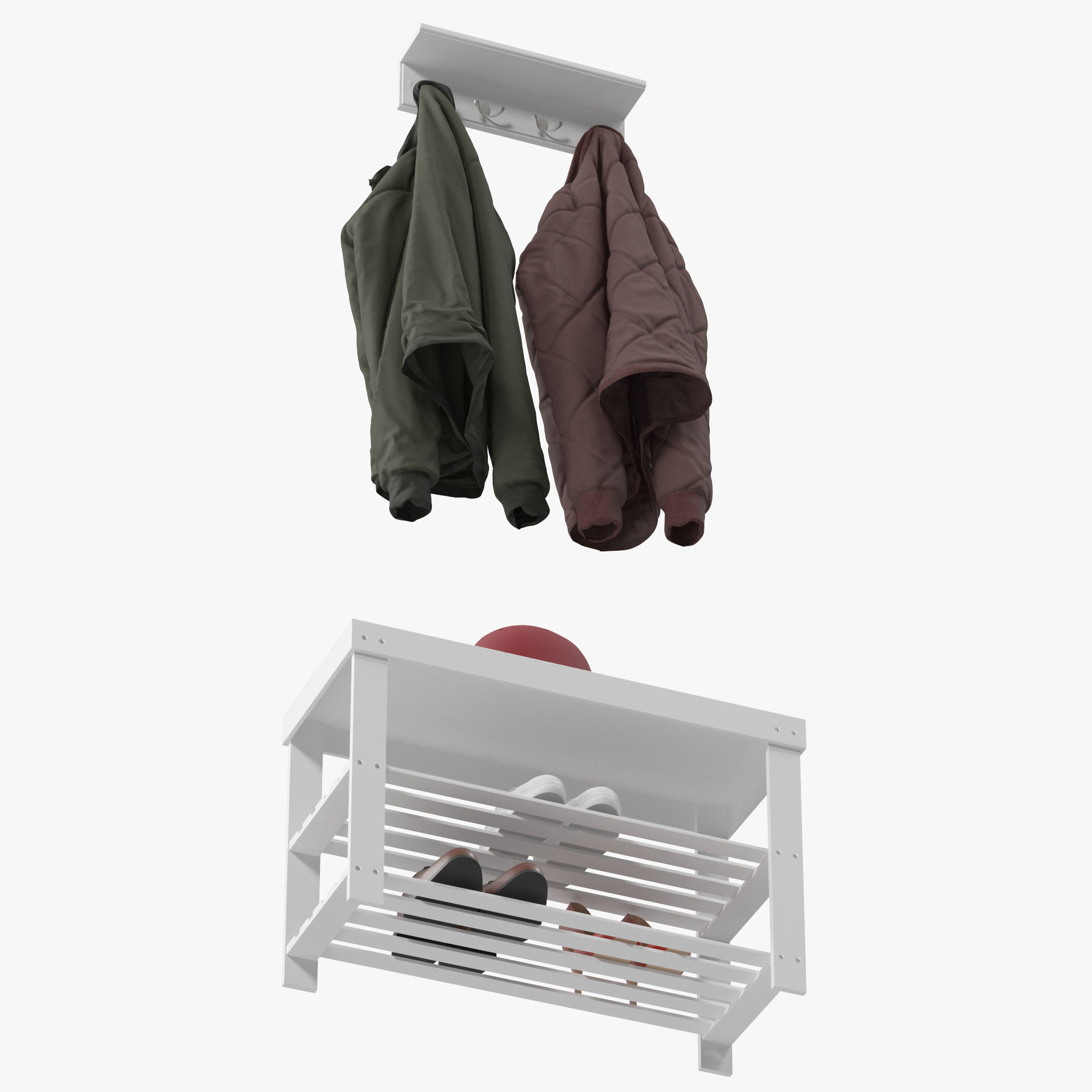 Wall Shelf with Hooks 3D model_12