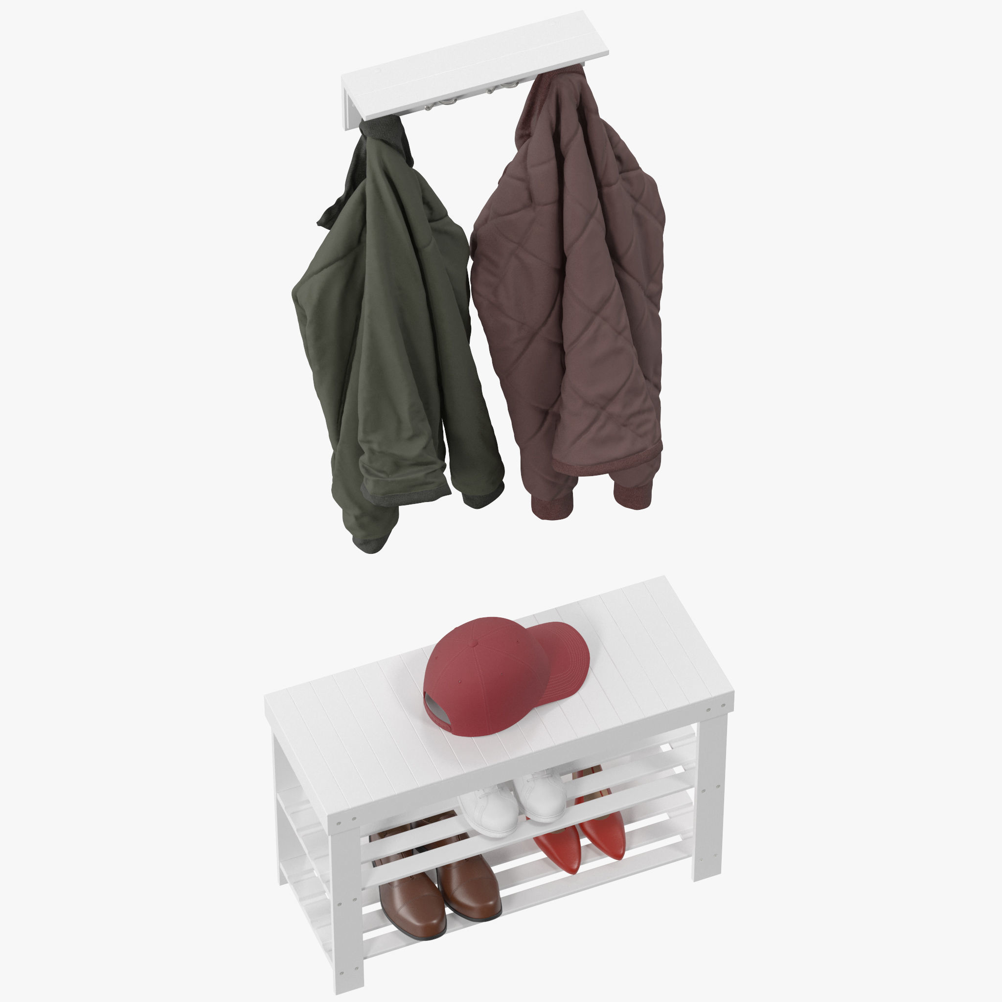 Wall Shelf with Hooks 3D model_6