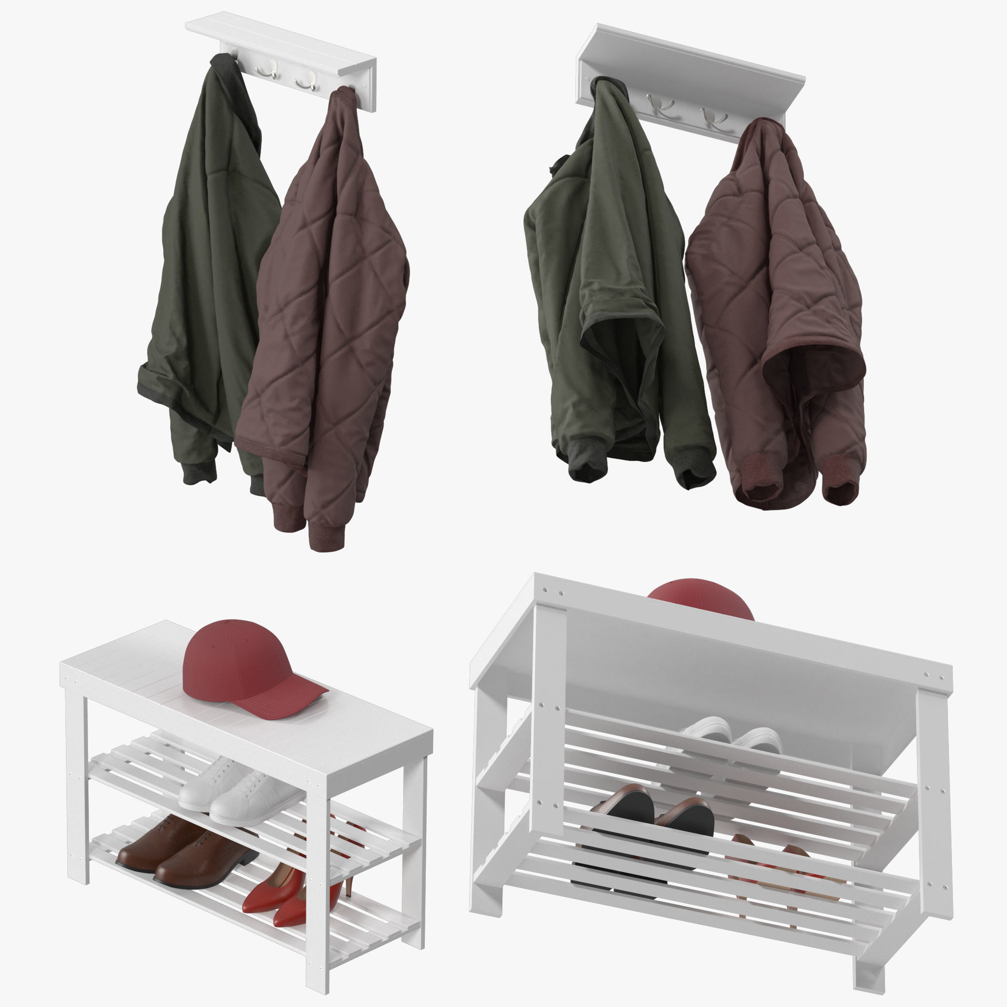 Wall Shelf with Hooks 3D model_5