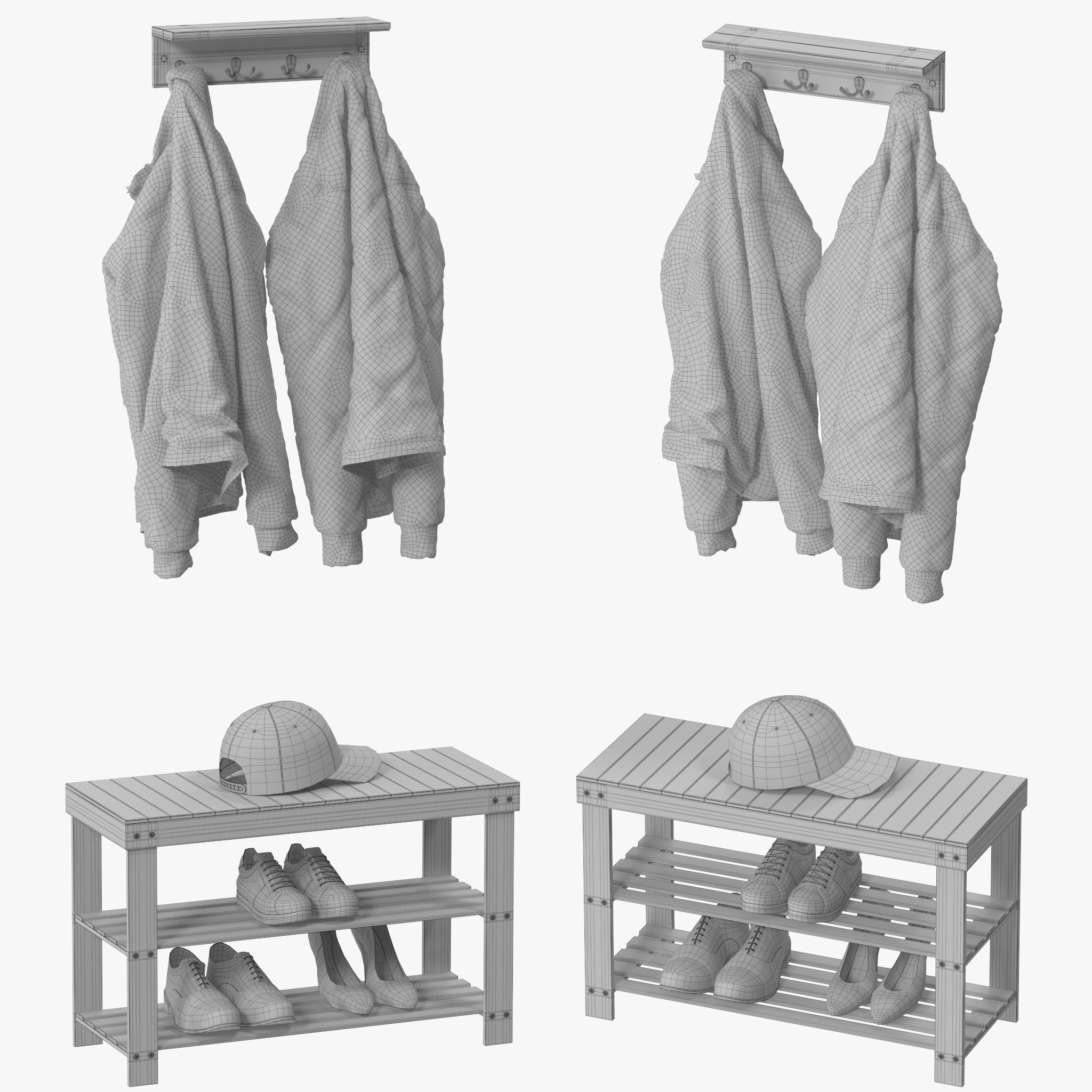 Wall Shelf with Hooks 3D model_15