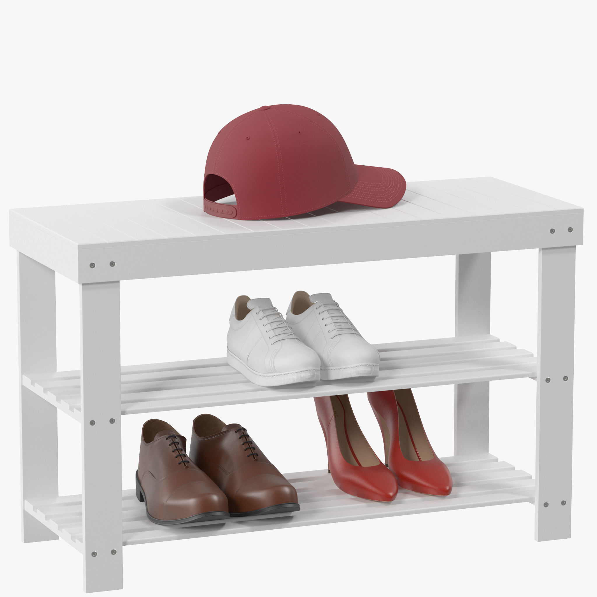 Wall Shelf with Hooks 3D model_1