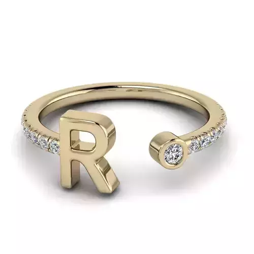 Jewelry Alphabet ring R 3D print model