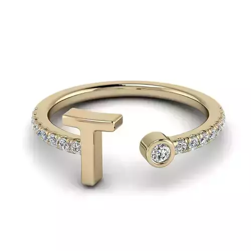Jewelry Alphabet ring T 3D print model