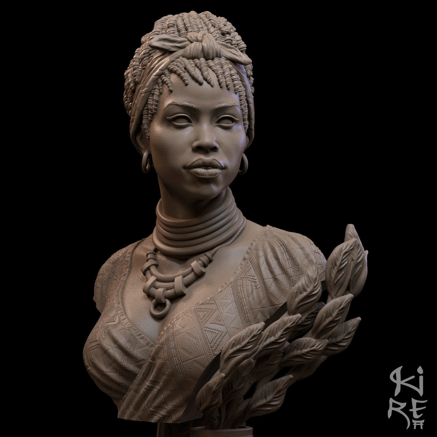GIMBYA STL bust of african woman 3D print model_0