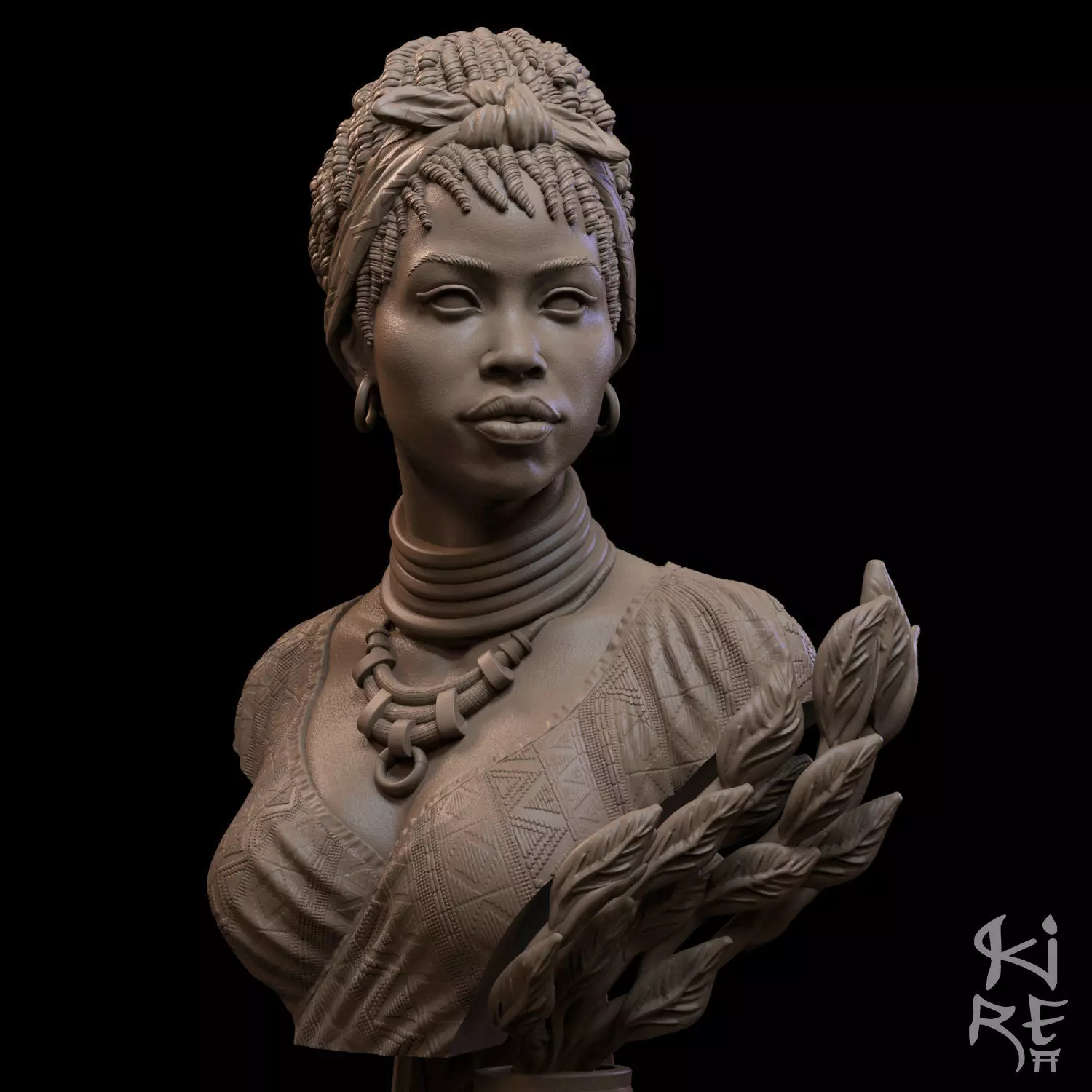 GIMBYA STL bust of african woman 3D print model_0