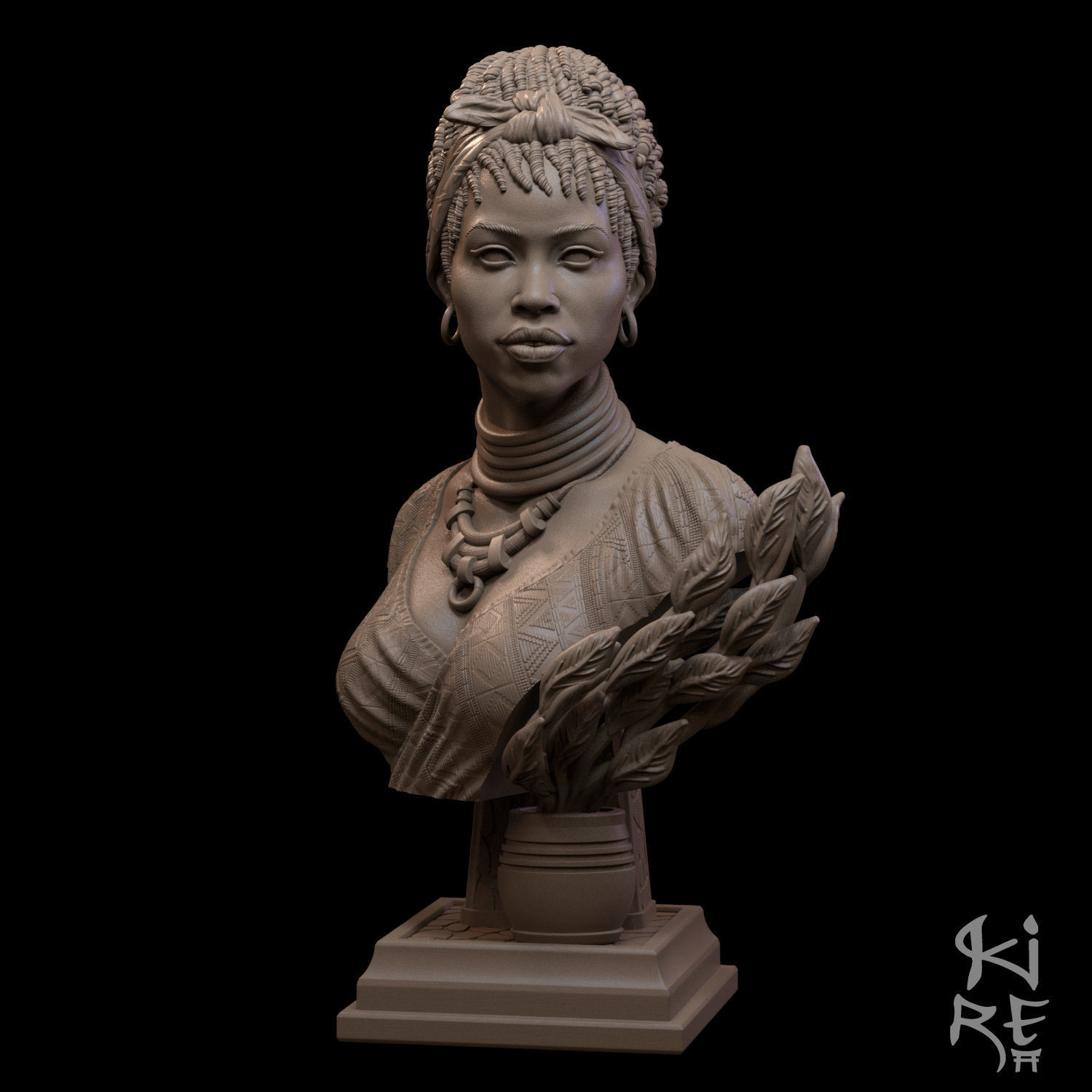 GIMBYA STL bust of african woman 3D print model_3