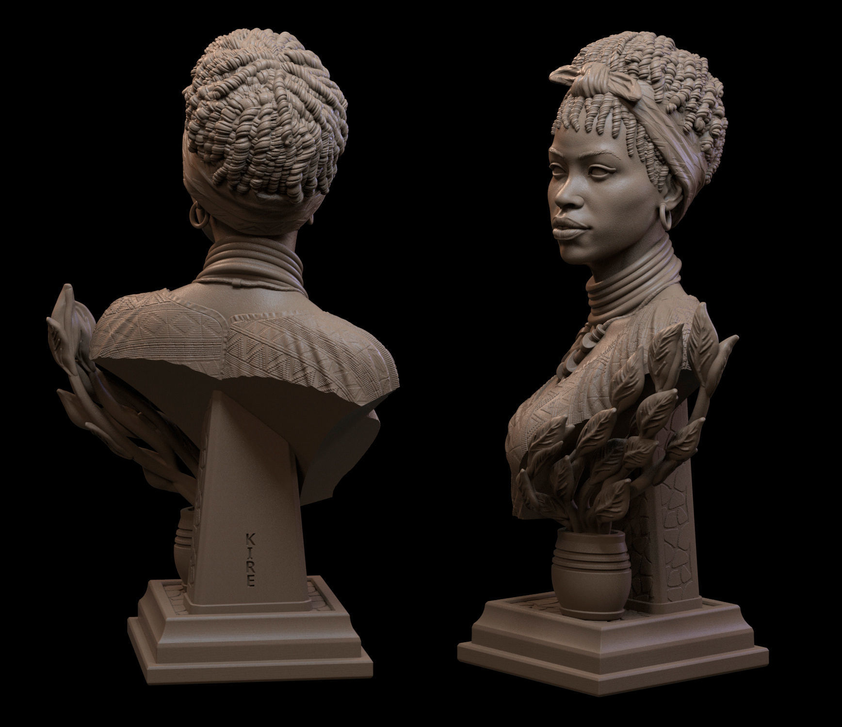 GIMBYA STL bust of african woman 3D print model_6