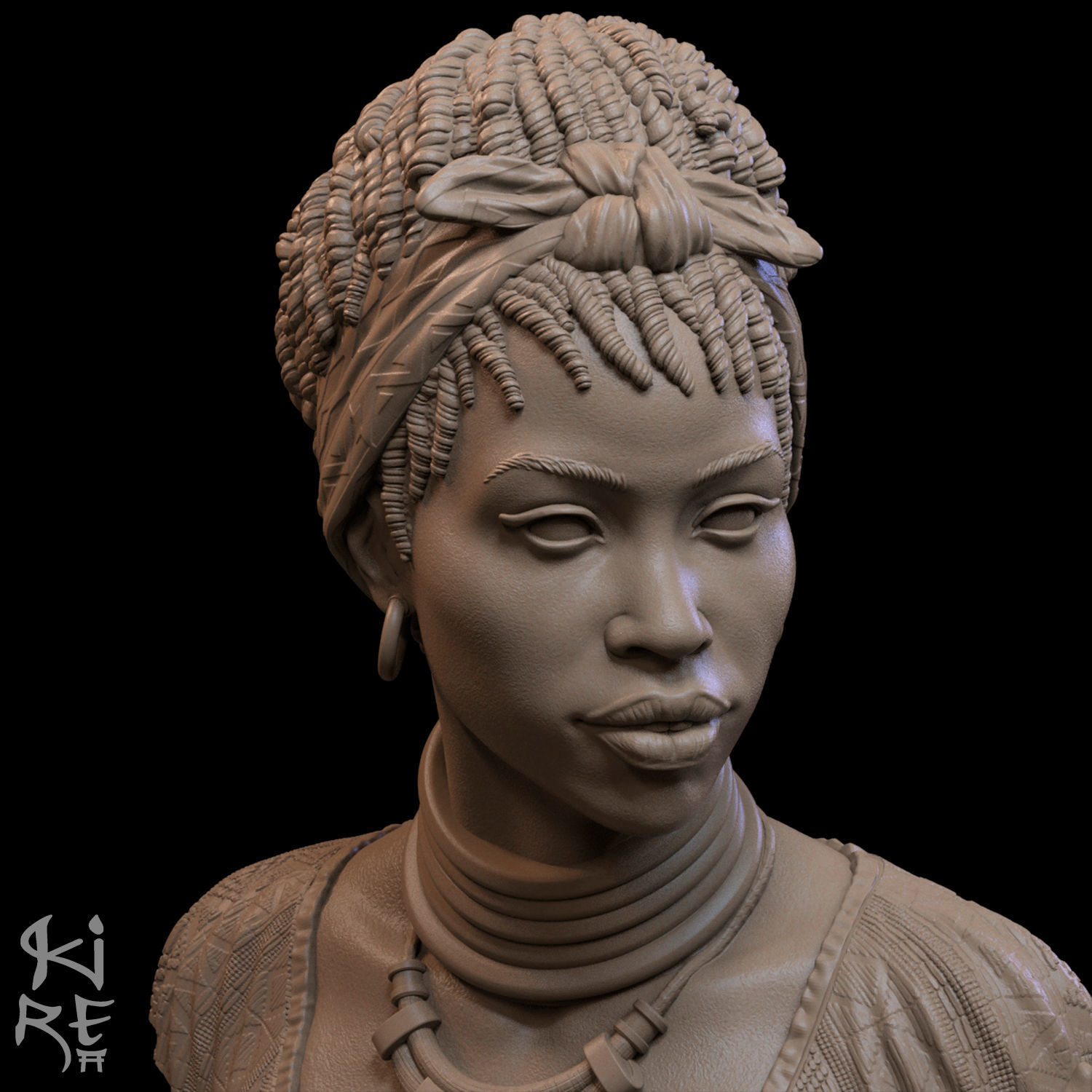 GIMBYA STL bust of african woman 3D print model_2