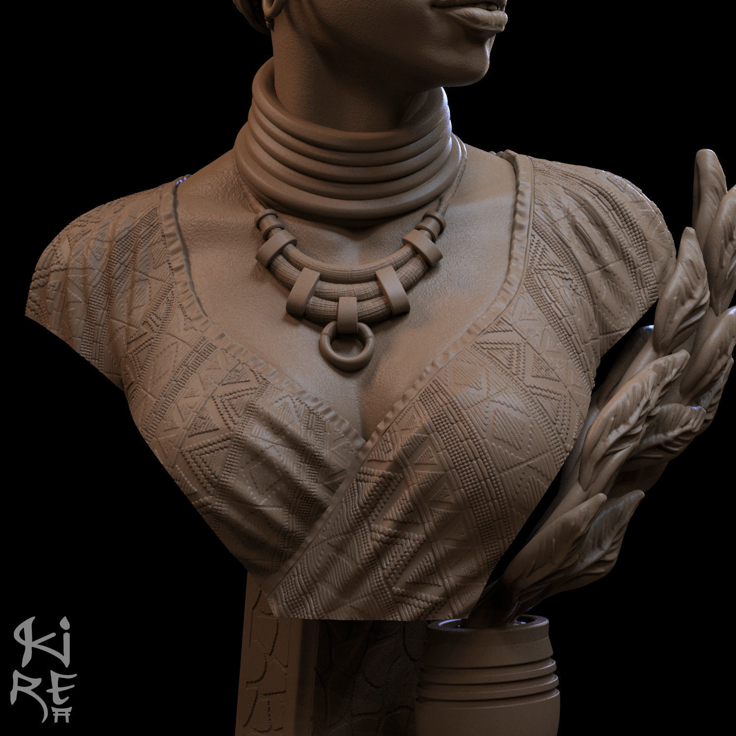GIMBYA STL bust of african woman 3D print model_4