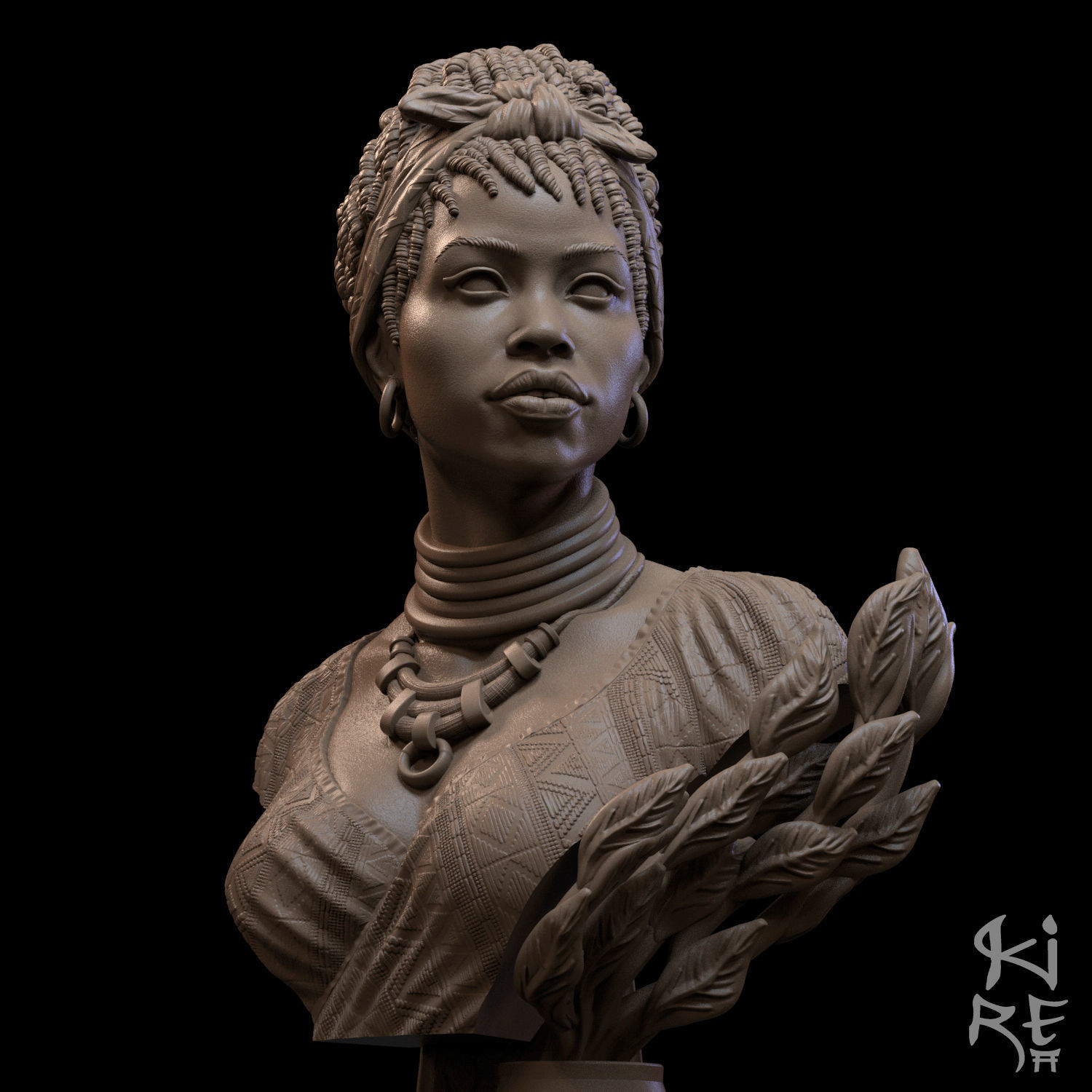 GIMBYA STL bust of african woman 3D print model_7