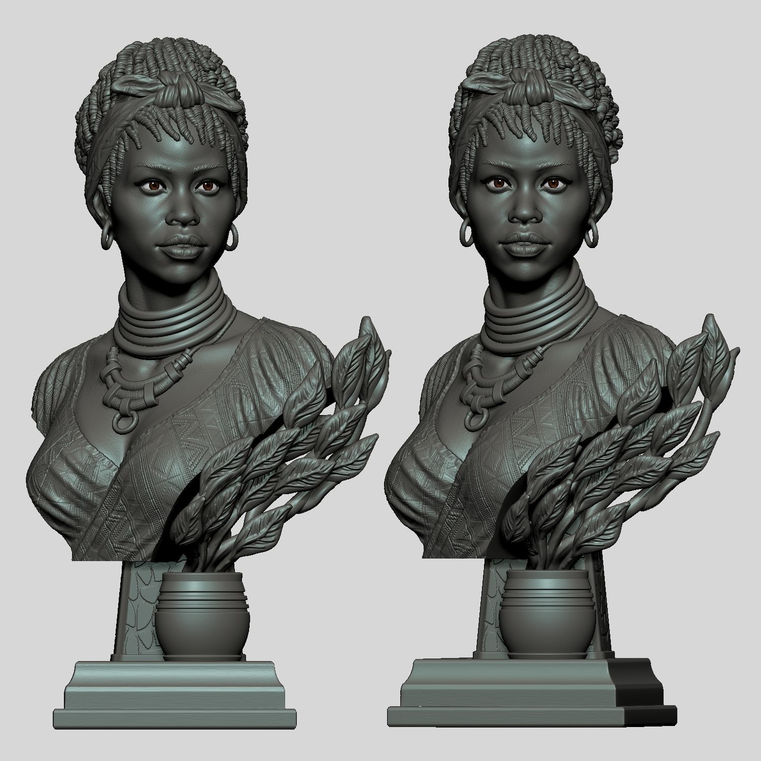 GIMBYA STL bust of african woman 3D print model_14