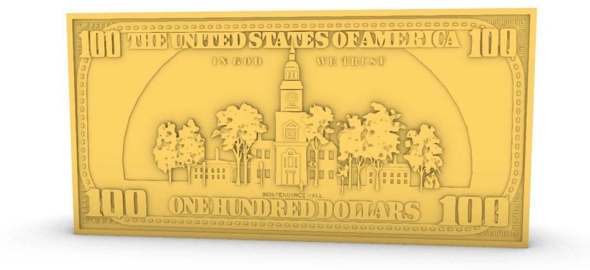 Hundred dollars Bill billete de cien dolar 3D print model_1