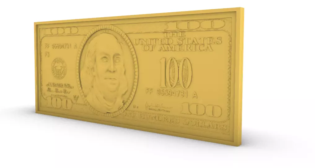 Hundred dollars Bill billete de cien dolar 3D print model_0