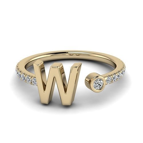Jewelry Alphabet ring W 3D print model