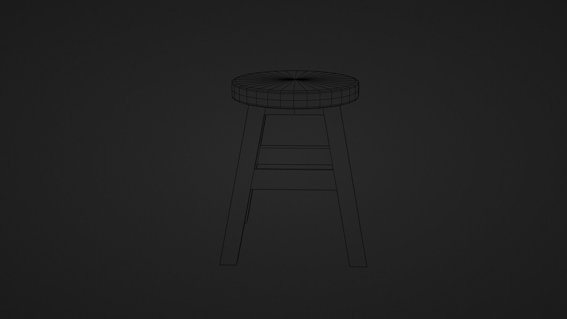 Oak Wooden Chair Stool Low-poly 3D model_5