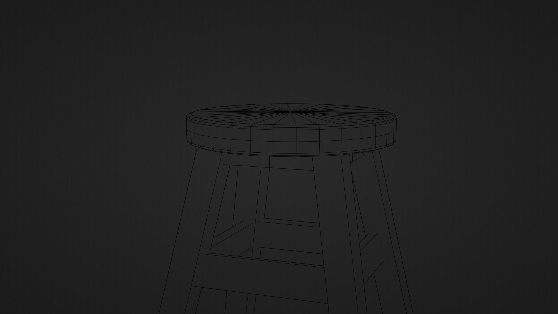 Oak Wooden Chair Stool Low-poly 3D model_6